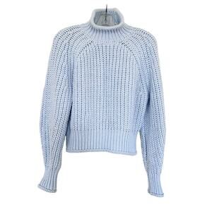 H&M light blue chunky knit funnel neck sweater Small